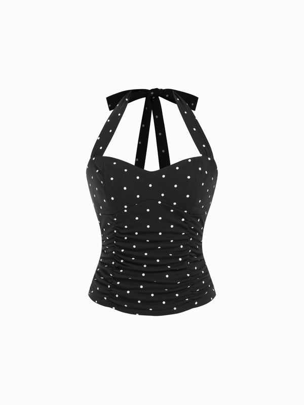 Gepunktetes Neckholder-Top aus Baumwolle