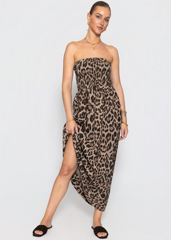 Leo Bandeau Strandkleid – Braun