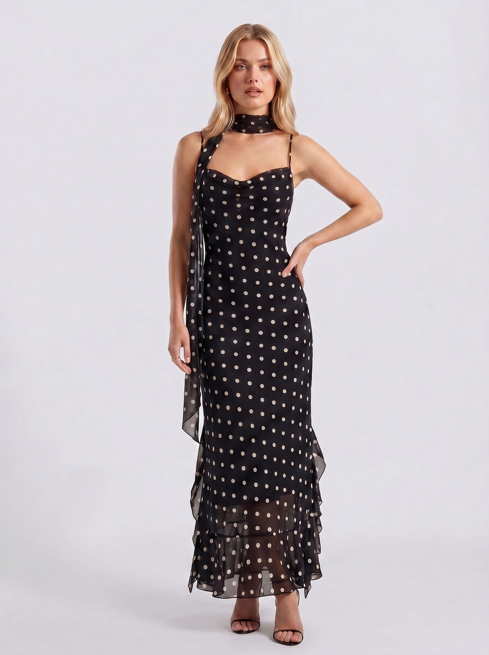 Chiffon Polka-Kleid