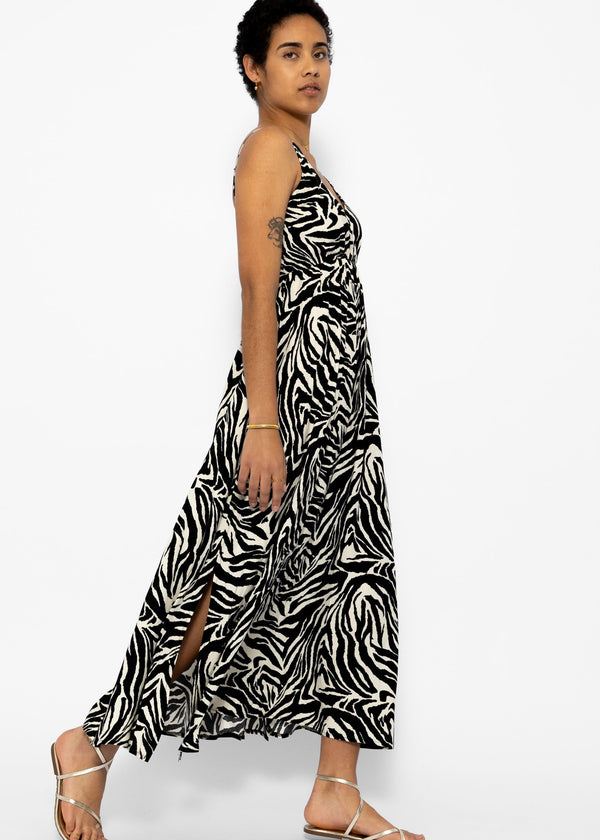 Zebra Maxikleid – Schwarz/Weiß